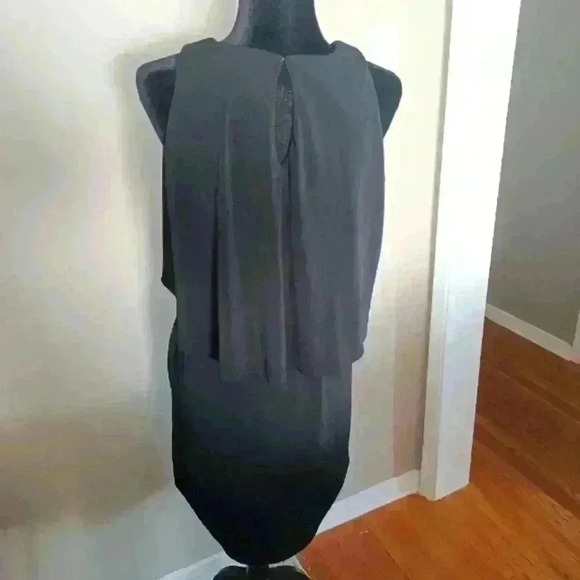Anne Taylor Womens Black Draped Collar Shift Dress M - Picture 4 of 12